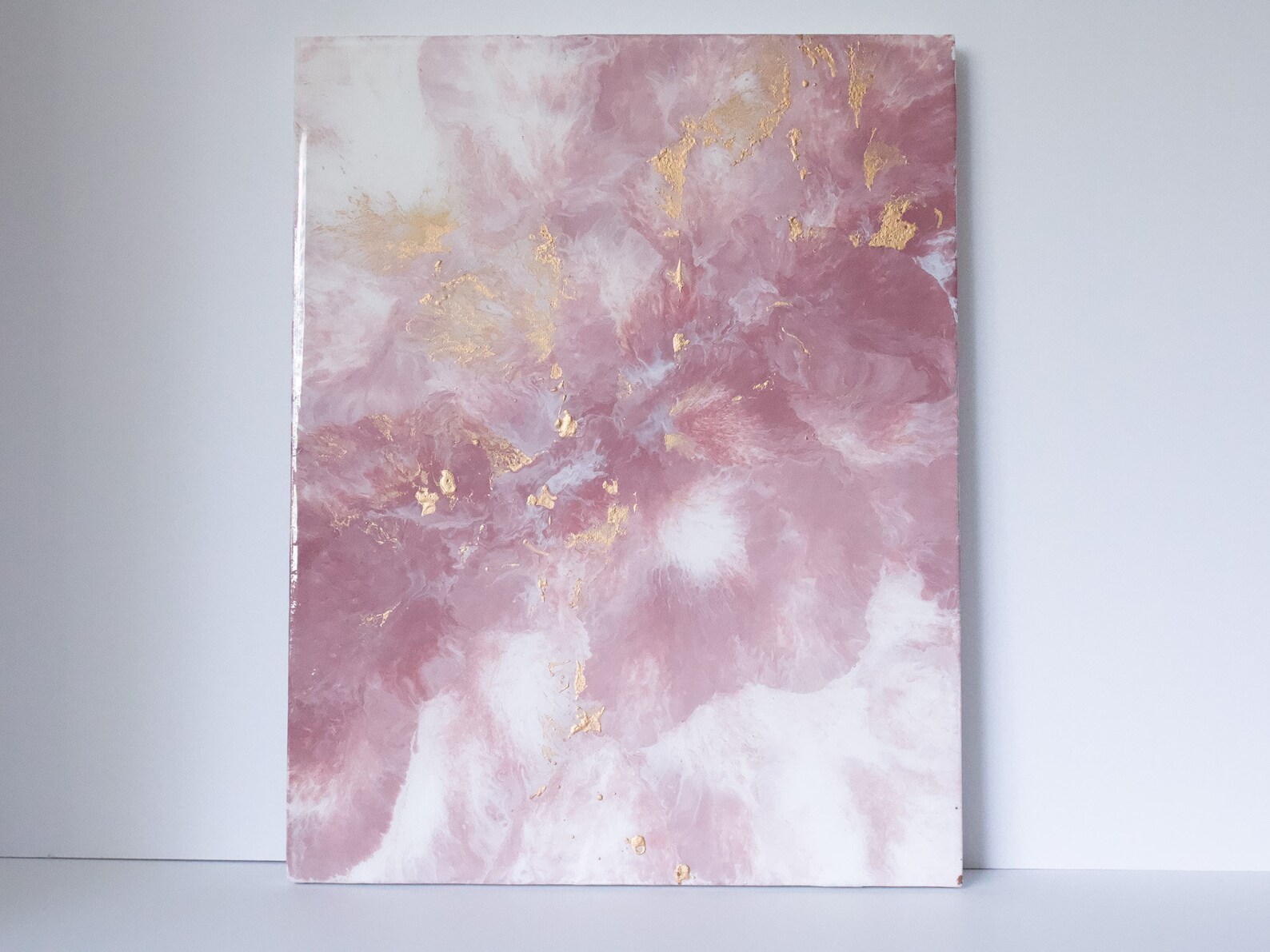 Dusty Rose & Gold, Abstract Painting, Original Artwork, Acrylic Fluid
