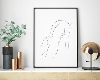 Male Back, Printable, Minimalistic, Line Drawing