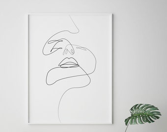 Face, Printable, Minimalistic, Single Line Drawing