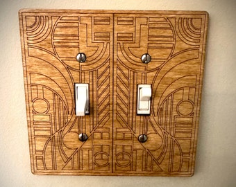 Frank Lloyd Wright-inspired light switch, outlet, and decora covers in multiple configurations available in 12 finishes Set A