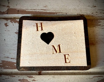 Colorado HOME 2-layer state outline laser cut wood magnet available unfinished or 11 other finish choices
