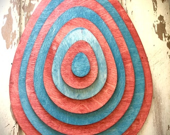 Huevos de Pascua de madera apilados Arte de mesa/pared en 3D, multicolor. decoración de pascua