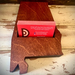 Alabama Business Card Holder in natural or 11 other finishes
