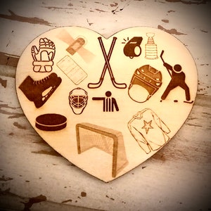 Valentine Heart Magnet with 14 hockey engravings