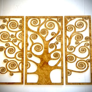 Tree of Life swirls wall art, 3 intricate panels in multiple sizes and 12 finishes, decor wall art original
