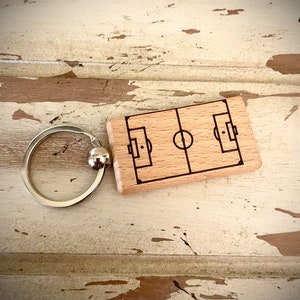 Soccer Field Keychain;  Soccer Gift, Soccer Senior Night Soccer team gift, Coach Gift, Soccer field laser engraved onto wood keychain