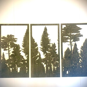 Mixed Tree Forest wall art, 3 panel available in 12 finishes, decor wall art original