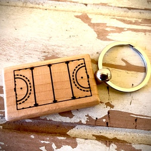 Field Hockey Field Keychain;  Field Hockey Gift, Field Hockey team gift, Coach Gift, Field Hockey field laser engraved onto wood keychain