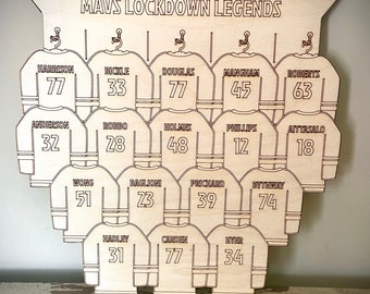 Custom Engraved Wood Team Hockey Jersey ornament, Hockey jersey plaque with 2-21 players