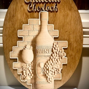 Letrero de bar de vinos Chateau personalizado madera grabada en 3D