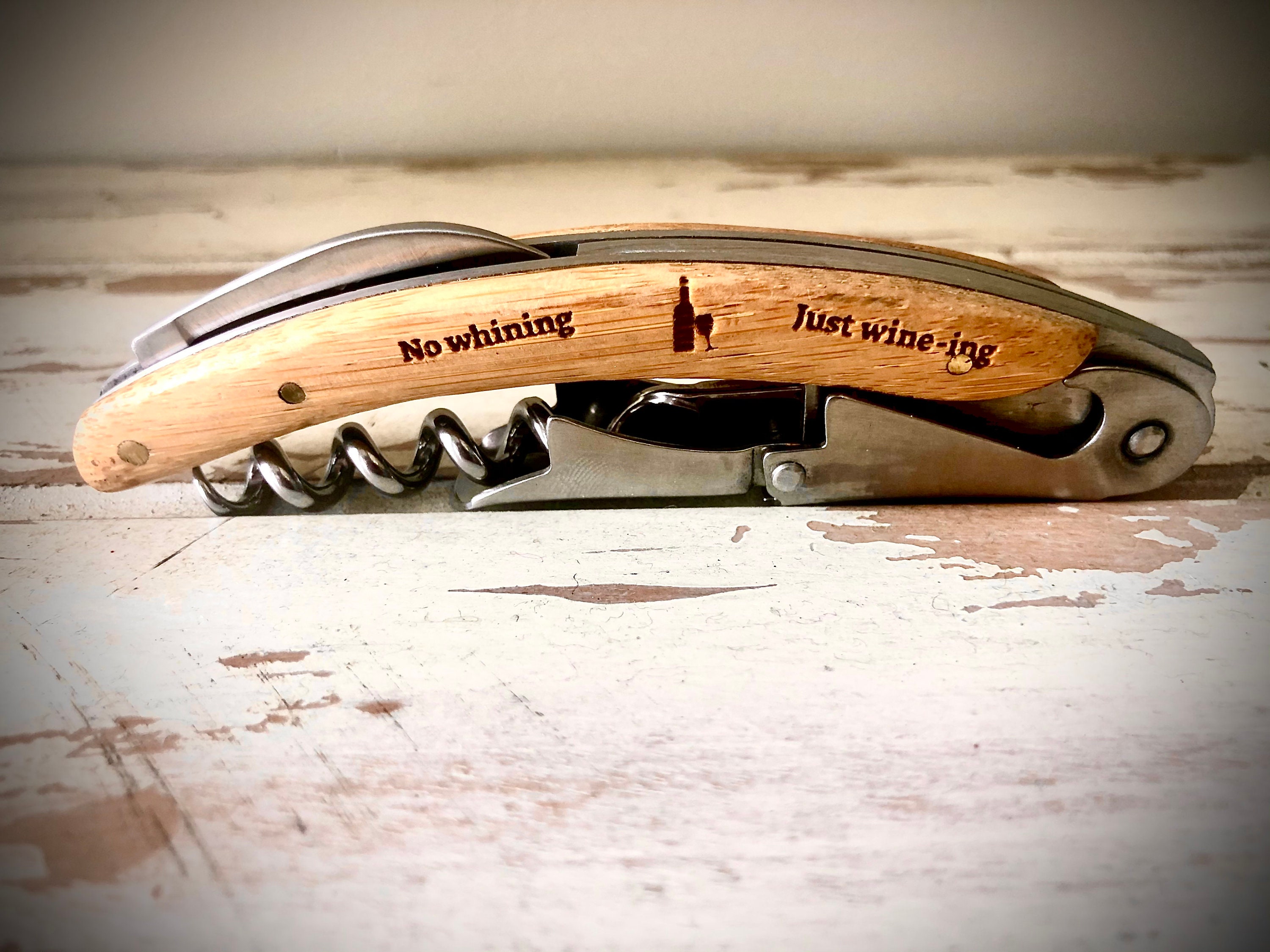 Custom Engraved Wood Wine Key Wine Opener Corkscrew Etsy