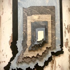 Stacked State Holz 3D Tischkunst / Wandkunst, mehrfarbig