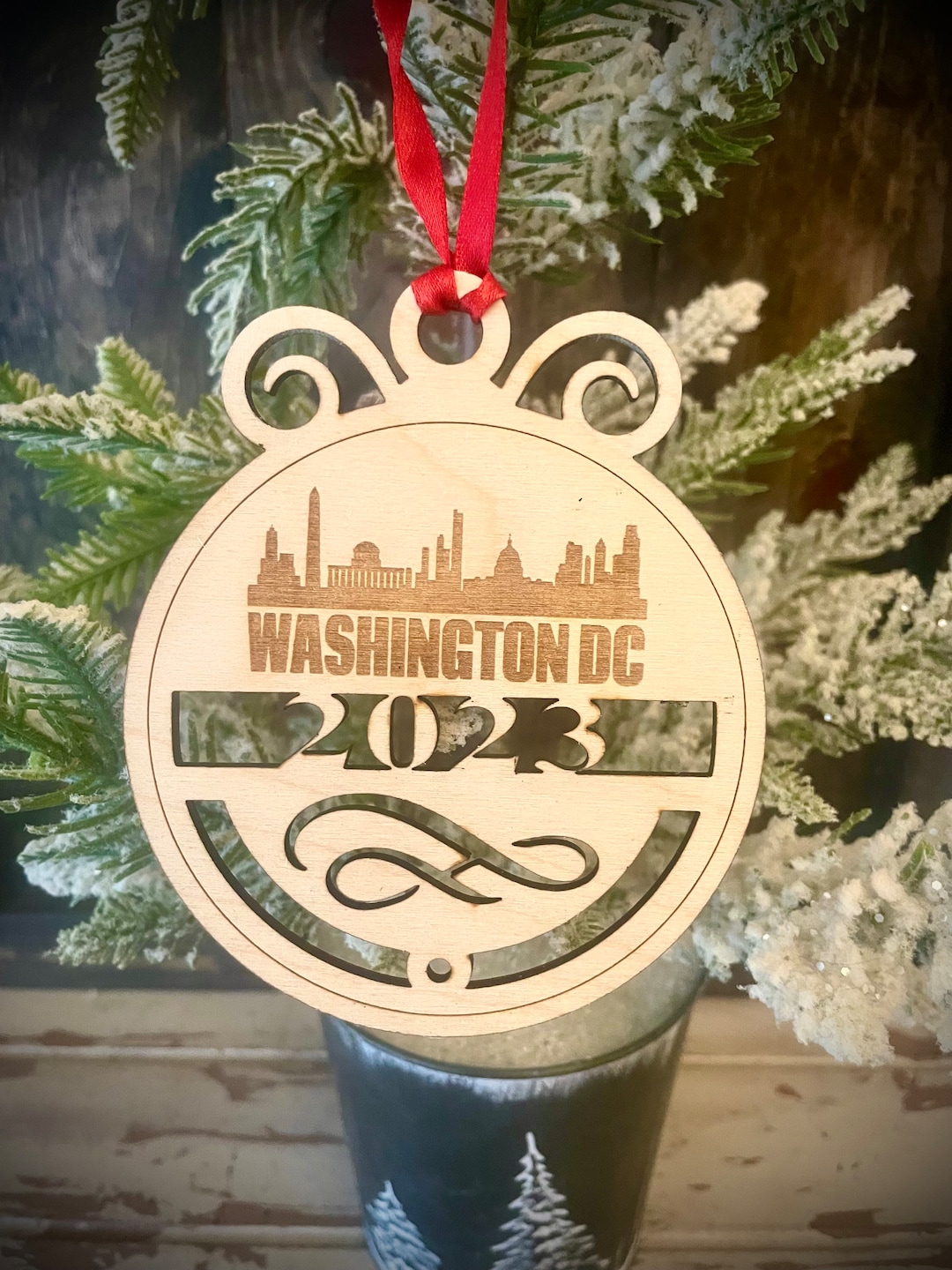 Ornament - Washington DC Skyline Cityscape. 4" X 4.75" Wood Ornament ...