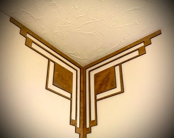 Frank Lloyd Wright-inspired inside corner accent / trim corner decoration (set of 2) available in natural or 11 other finishes-FLW set F