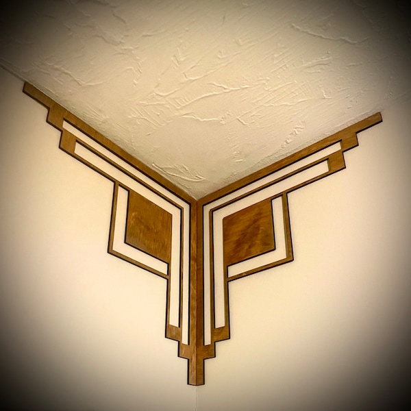 Decorazione angolare/di finitura ispirata a Frank Lloyd Wright (set di 2) disponibile in diverse misure e finiture - Stile F