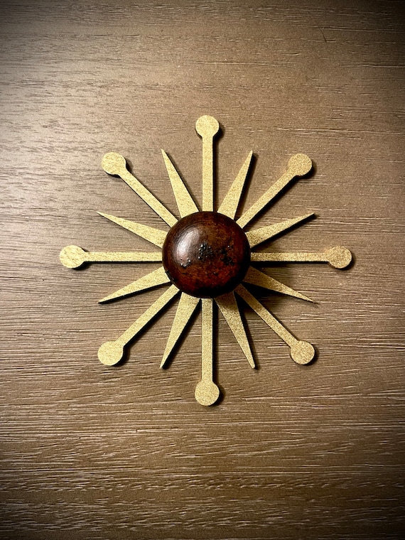 【予約販売】本 Boho Modern Mid Century Modern Atomic Starburst Wood Drawer ライト・ランタン
