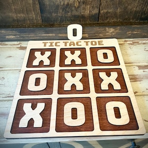 Tic Tac Toe game - Laser engraved and cut wood tic tac toe game available in 12 finishes.  Great holiday or birthday gift