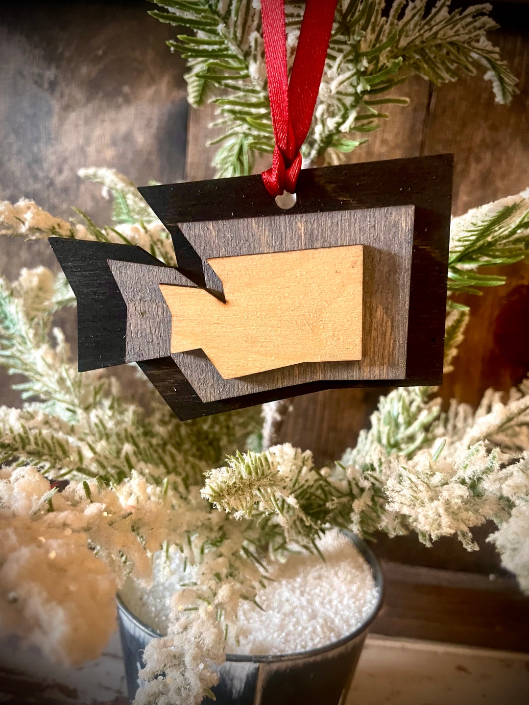 Washington 3-layer Stacked State Ornament Laser Cut Wood Ornament ...