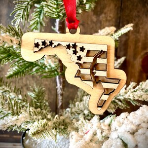 Maryland US Flag 2-layer ornament laser cut wood ornament or gift tag available unfinished or 11 other finish choices