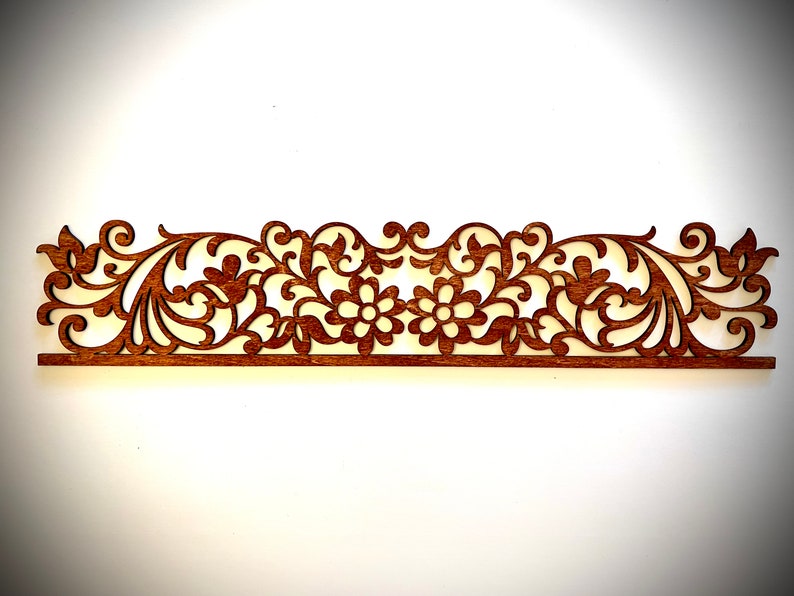 Floral window and door trim / molding accent / border decoration / header available in natural or 11 other finishes-Floral Style A image 6