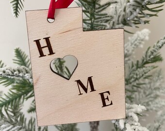 Utah HOME ornament laser cut wood ornament, Utah gift tag available unfinished or 11 other finish choices