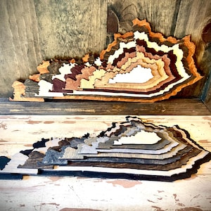 Kentucky Stacked State wood 3D table art / wall art, multi-color