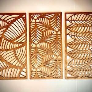 Boho Monstera leaf / Banana leaf wall art, 3 panel available in multiple sizes and finishes, decor wall art original