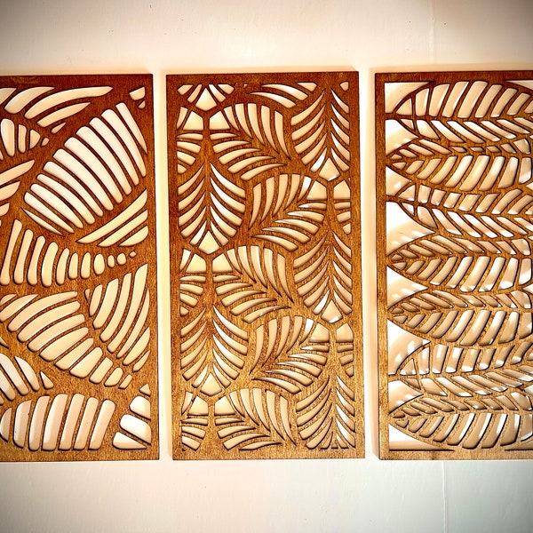 Boho Monstera leaf / Banana leaf wall art, 3 panel available in multiple sizes and finishes, decor wall art original