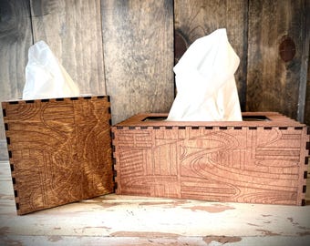 Frank Lloyd Wright-inspired tissue box cover available in square, oblong, or Costco oblong configurations available in 12 finishes set A