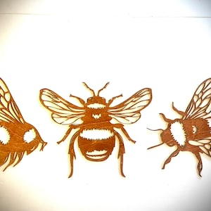 Art mural en bois de bourdon, 3 panneaux en naturel ou 11 autres finitions, art mural déco original