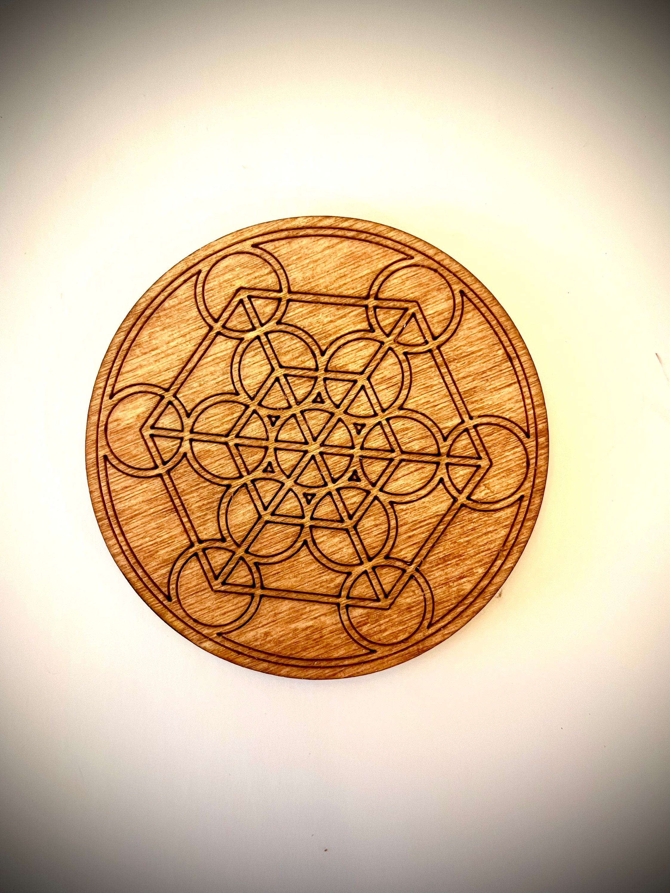 Sacred Geometry / Flower of Life Mandala Wood 4 Piece Magnet Set in ...