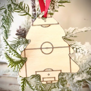 Soccer Field on Christmas Tree Ornament / Gift Tag - Great soccer gift or coach gift.