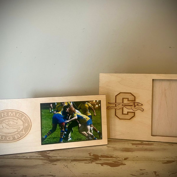 Custom team or corporate logo 4x6 photo frame available in portrait or landscape