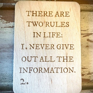 Funny Kitchen Magnet - There are 2 rules in life: 1. Never give out all the information. 2.