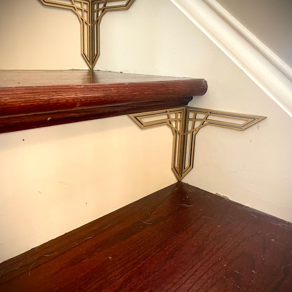 Art deco staircase corner accents / embellishments (set of 4) available in multiple finishes-style L