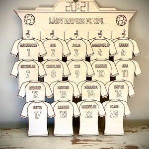 Soccer Team Jersey Custom Engraved Wood Plaque or Ornament with 2-20 players