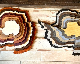 Antarctica stacked wood 3D table art, wall art, multi-color