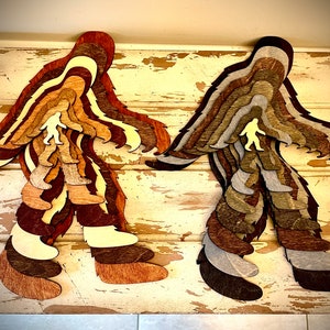 Stacked Yeti / Bigfoot / Sasquatch decoration wood 3D table art / wall art, multi-color, decor wall art original