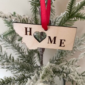 Montana HOME ornament laser cut wood ornament, Montana gift tag available unfinished or 11 other finish choices