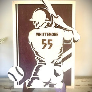 Personalized Custom Baseball Sign / Plaque with player name and number engraved-Player jersey back design