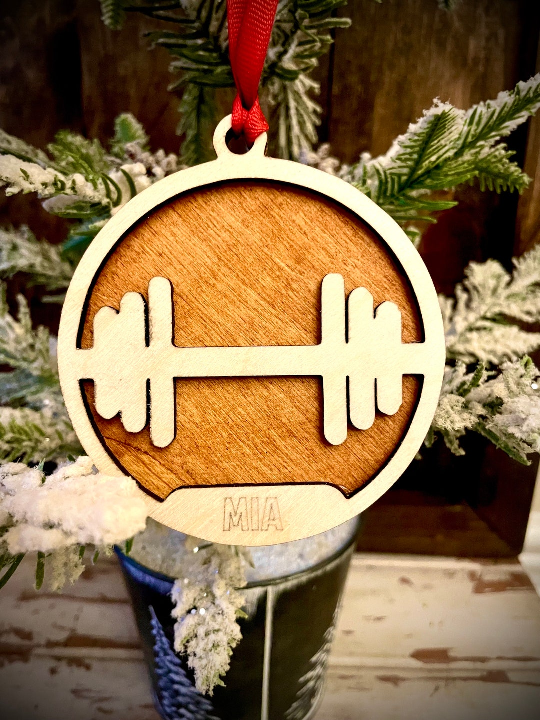 Barbell Dumbbell Weightlifting Weightlifter 2layer Personalized Laser