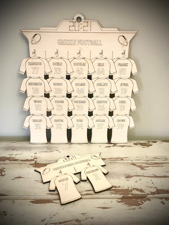 Football Team Jersey Custom Engraved Wood Plaque or Ornament with 2-20 players