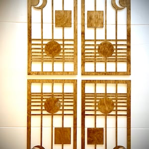Boho Modern Frank Lloyd Wright-inspired Art Deco Geometry wood wall art, 4 panel in multiple sizes and finishes, decor wall art original I
