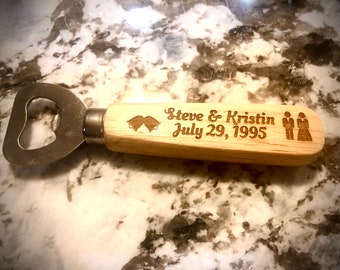Custom engraved wood bottle opener