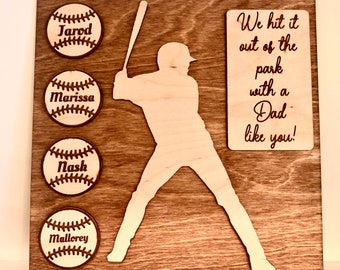 Father&#39;s Day gift Baseball Plaque - Custom.  Also Great Birthday, or Christmas Gift