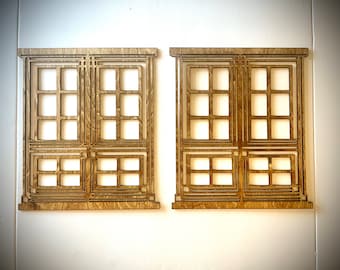 Craftsman art deco windows wood wall art, 2 panel in multiple sizes and finishes, decor wall art original