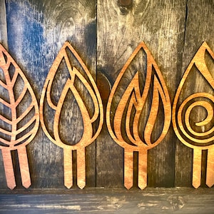 Indoor boho plant trellis 4 Elements Teardrop Shape Earth Water Wind Fire available as a set or individually in multiple sizes and finishes