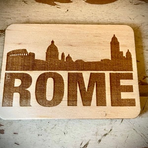 Magnet - Rom Skyline Stadtbild. 3,5 &quot;X 2,5&quot; Holzmagnet.  Tolles Souvenir oder Erinnerungsstück aus deiner Lieblingsstadt.