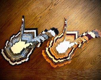 West Virginia Stacked State wood 3D table art, wall art, multi-color