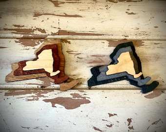 New York 3-layer stacked state laser cut wood magnet
